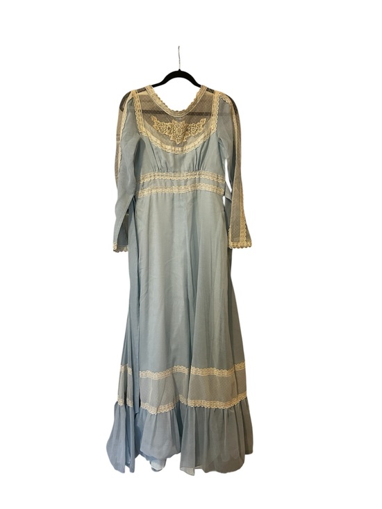 Gunne Sax Dresses & Skirts - Gunne Sax Pale Blue Maxi Dress with Cream Lace